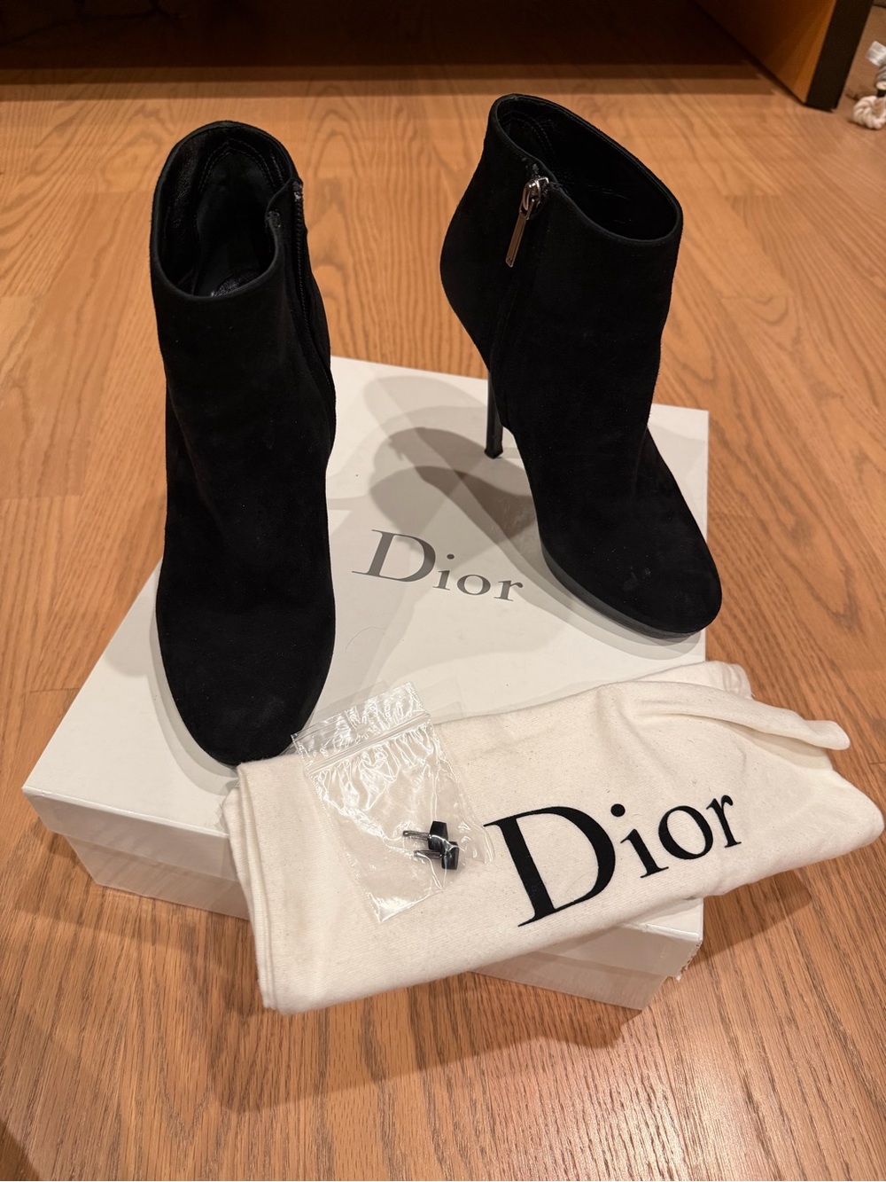 Dior Black Suede Stiletto Ankle Booties